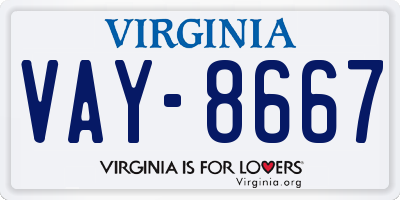 VA license plate VAY8667