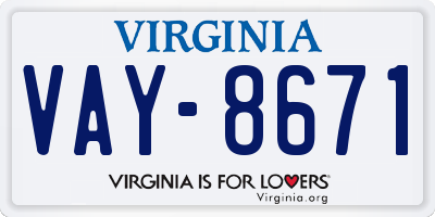 VA license plate VAY8671