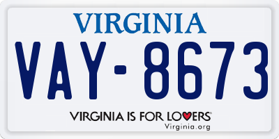 VA license plate VAY8673