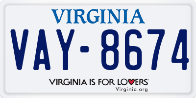 VA license plate VAY8674