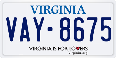 VA license plate VAY8675