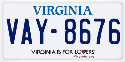VA license plate VAY8676