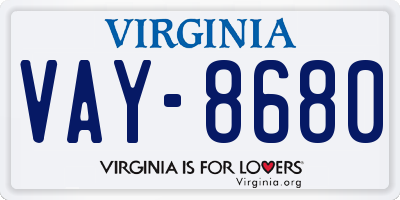 VA license plate VAY8680