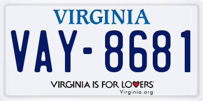 VA license plate VAY8681