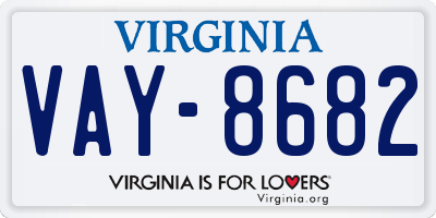 VA license plate VAY8682