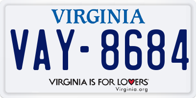 VA license plate VAY8684