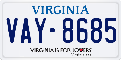 VA license plate VAY8685