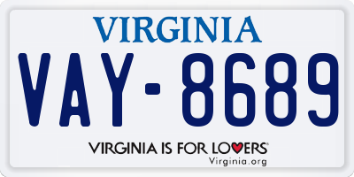 VA license plate VAY8689