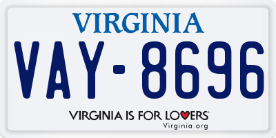 VA license plate VAY8696