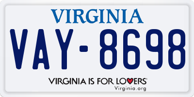 VA license plate VAY8698