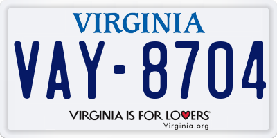 VA license plate VAY8704