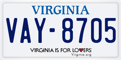 VA license plate VAY8705