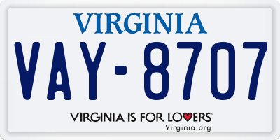 VA license plate VAY8707