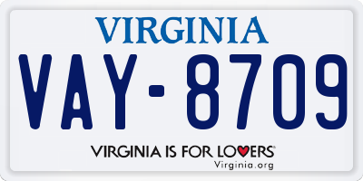 VA license plate VAY8709
