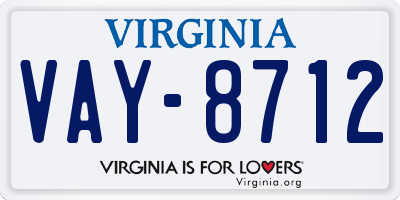 VA license plate VAY8712