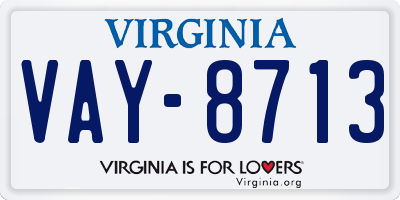 VA license plate VAY8713