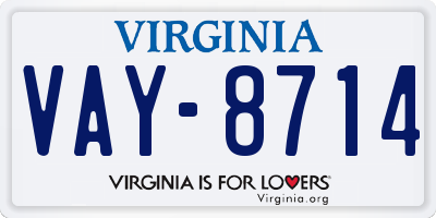VA license plate VAY8714