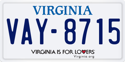 VA license plate VAY8715