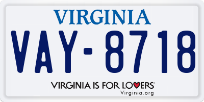 VA license plate VAY8718
