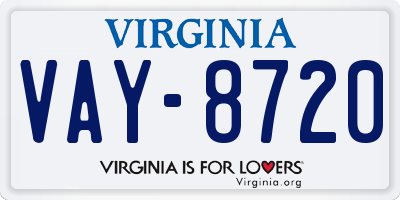 VA license plate VAY8720