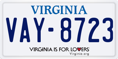 VA license plate VAY8723