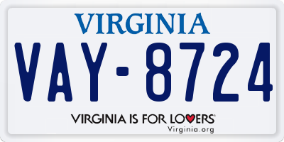 VA license plate VAY8724