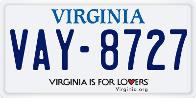 VA license plate VAY8727