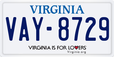 VA license plate VAY8729