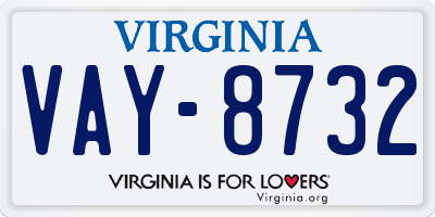 VA license plate VAY8732