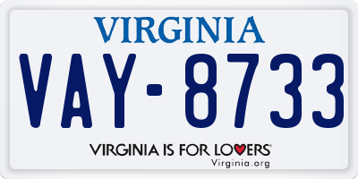 VA license plate VAY8733