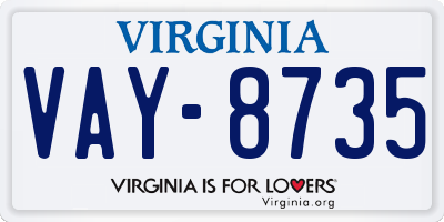 VA license plate VAY8735
