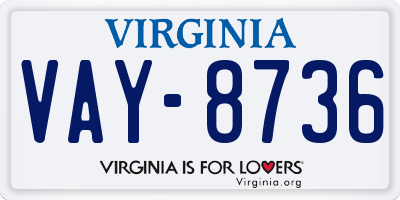 VA license plate VAY8736