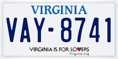 VA license plate VAY8741
