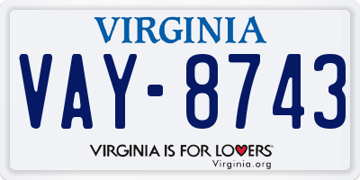 VA license plate VAY8743
