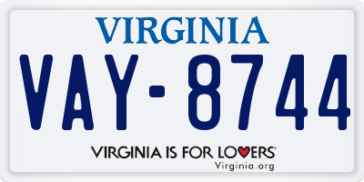 VA license plate VAY8744