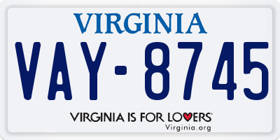 VA license plate VAY8745