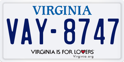VA license plate VAY8747