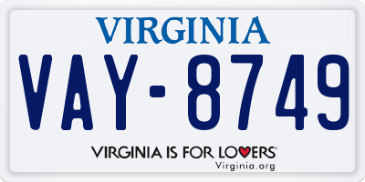 VA license plate VAY8749