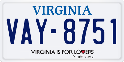 VA license plate VAY8751