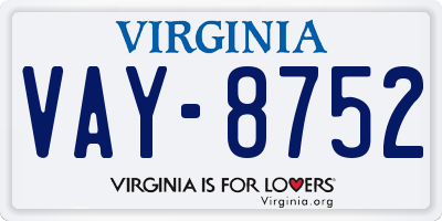 VA license plate VAY8752