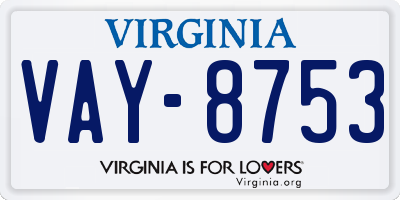 VA license plate VAY8753