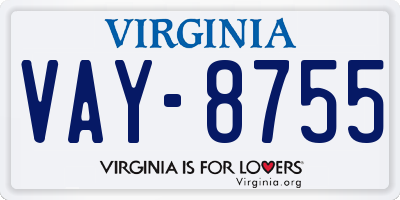 VA license plate VAY8755