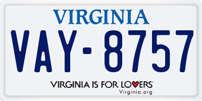 VA license plate VAY8757