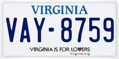 VA license plate VAY8759