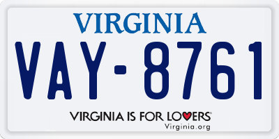 VA license plate VAY8761