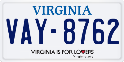 VA license plate VAY8762