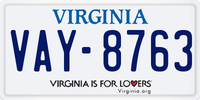 VA license plate VAY8763
