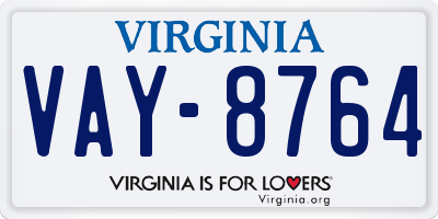 VA license plate VAY8764