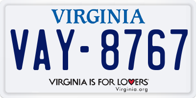 VA license plate VAY8767
