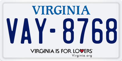 VA license plate VAY8768